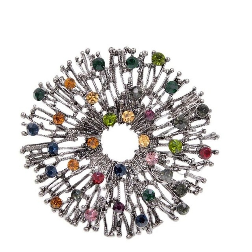 Multi-color Sun Burst Brooch